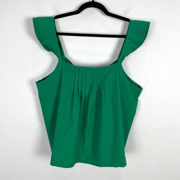 ANN TAYLOR Womens Plus XXL Green Bow Back Tank Top Flutter Strap Sleeveless - Picture 1 of 8